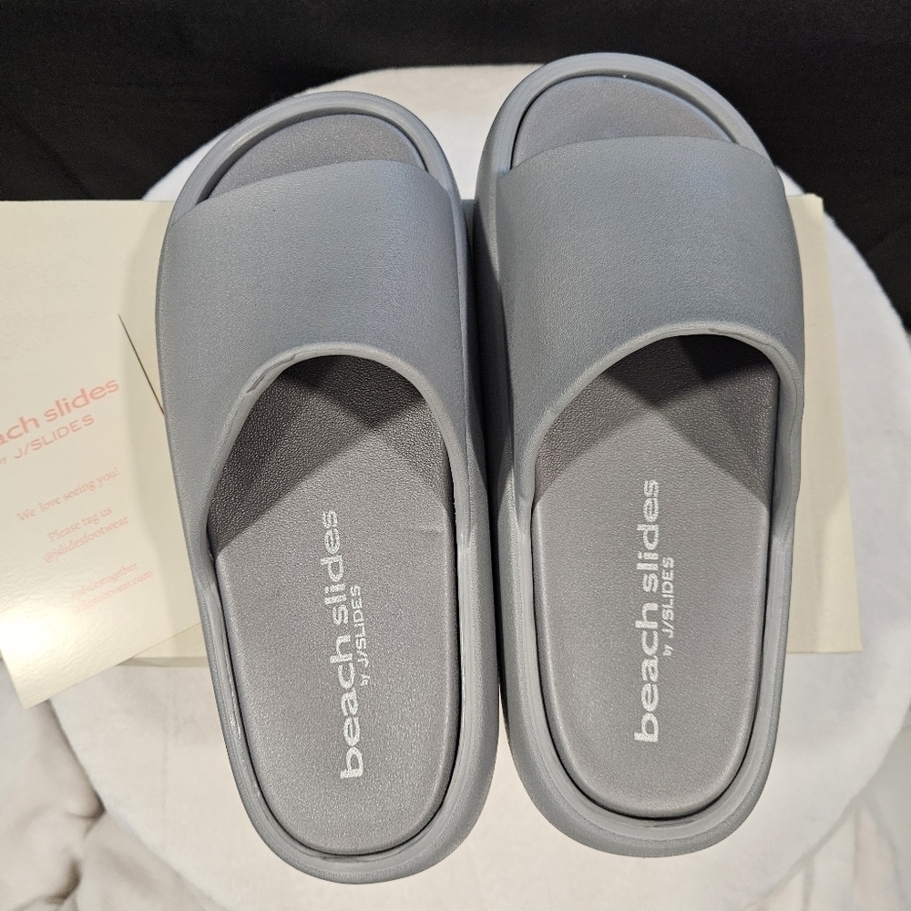 J SLIDES Gray Eva Squish Beach Slides Women's NIB Size 7 - Picture 2 of 7